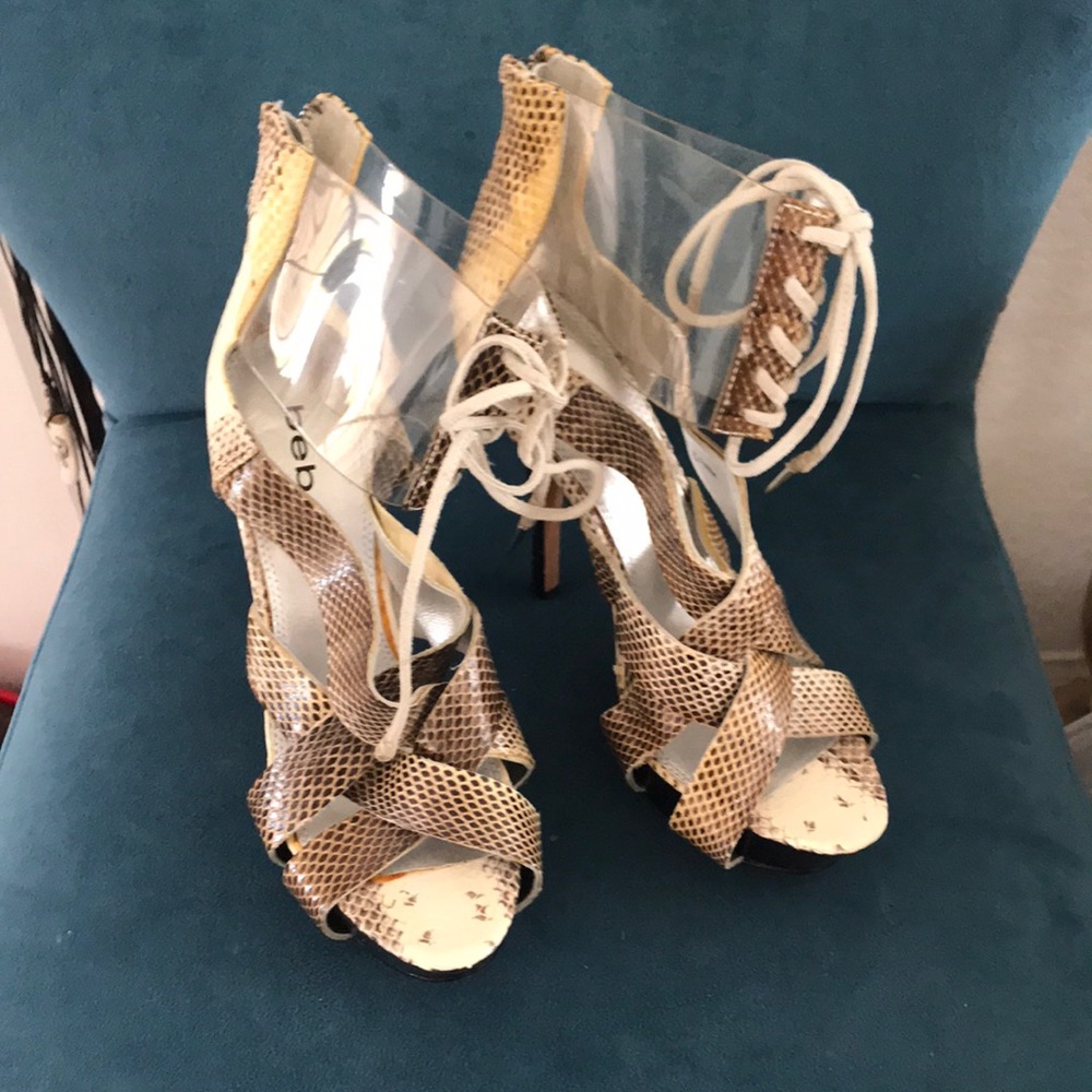 Unique ankle see through tied up heels